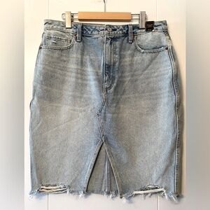 ABERCROMBIE & FITCH- Mid Rise Denim Midi Skirt w/Slit